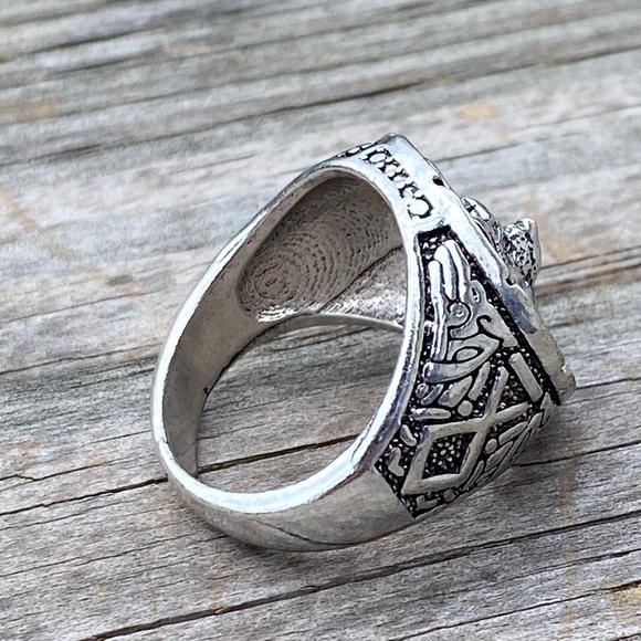 Viking Wolf ring Silver wolf knotwork Othala - Picture 9 of 10